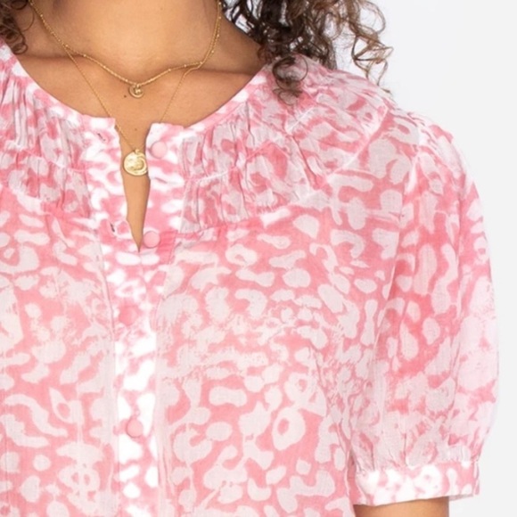 Johnny Was X Amanda Bond Amelie Short Sleeve Button Down Semi Sheer Blouse XS/S - Picture 4 of 12
